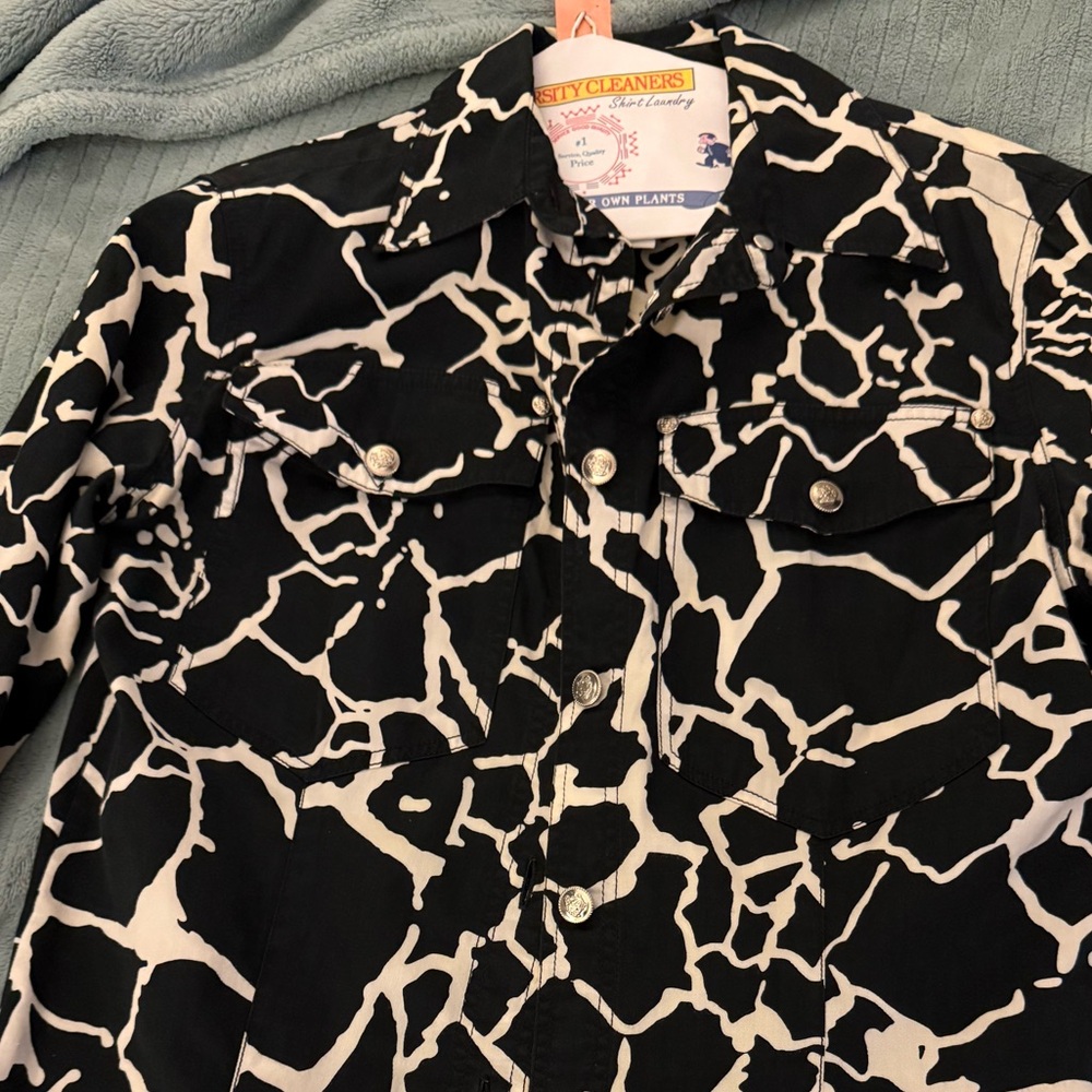 Versace Black and Cream Button Down Shirt